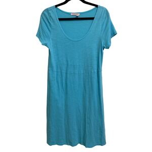 Fresh Produce Turquoise Blue slub Knit Scoop Neck Empire Waist T-Shirt Dress S